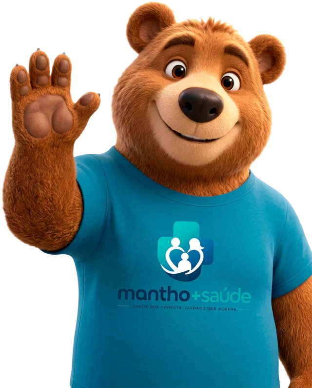 Tota, mascote do Mantho+Saúde, acenando